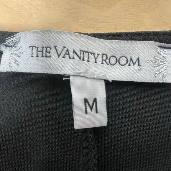 Women's Black Bell Sleeve Mini Dress V-Neck Size M. Stretch A-Line LBD Witchy - Picture 6 of 9